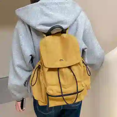 妙迪 时尚潮流百搭 织物 双肩包 常规 男女同款情侣款 椰青灰