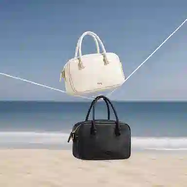 妙迪 小众设计时尚百搭精致少女上班通勤植鞣皮保龄球包学院风波士顿枕头包 牛皮 手提单肩斜挎包 常规 女款 奶昔白/曜石黑