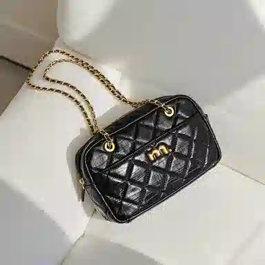 妙迪 斜挎链条包 牛皮 单肩包 女款 子夜黑