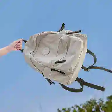 妙迪 时尚潮流纯色大容量 织物 双肩包 常规 男女同款情侣款 椰青灰