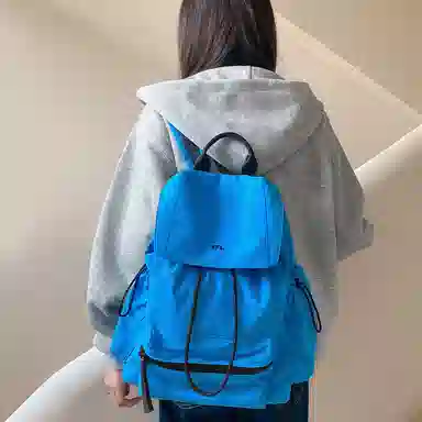 妙迪 时尚潮流百搭 织物 双肩包 常规 男女同款情侣款 椰青灰