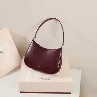 妙迪 时尚百搭简约高级感优雅腋下包 牛皮 单肩包 女款 安可拉红