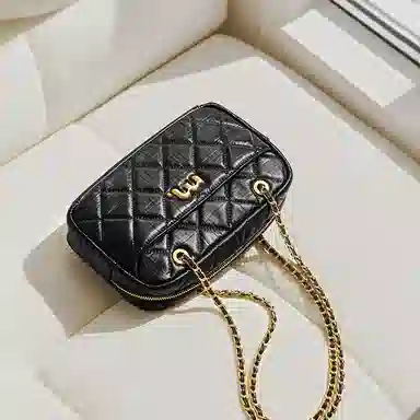 妙迪 斜挎链条包 牛皮 单肩包 女款 子夜黑