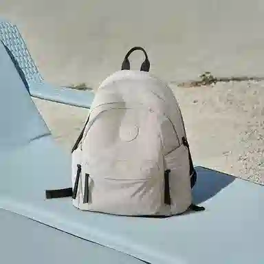 妙迪 时尚潮流纯色大容量 织物 双肩包 常规 男女同款情侣款 椰青灰