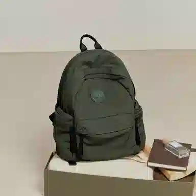 妙迪 时尚潮流纯色大容量 织物 双肩包 常规 男女同款情侣款 椰青灰