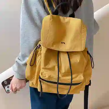 妙迪 时尚潮流百搭 织物 双肩包 常规 男女同款情侣款 椰青灰