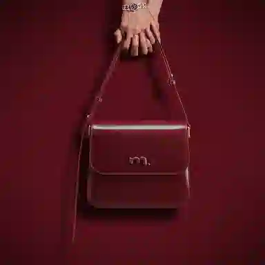 妙迪 复古简约百搭高级感大容量时尚通勤 质感牛皮 定型小方包单肩斜挎腋下包 常规 女款 安可拉红