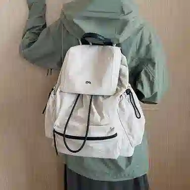 妙迪 时尚潮流百搭 织物 双肩包 常规 男女同款情侣款 椰青灰