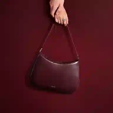 妙迪 时尚百搭简约高级感优雅腋下包 牛皮 单肩包 女款 安可拉红