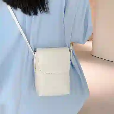 妙迪 竖款磁扣开合 牛皮 单肩包斜挎包手机包 中号 女款 棕色