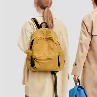 妙迪 时尚潮流纯色大容量 织物 双肩包 常规 男女同款情侣款 椰青灰