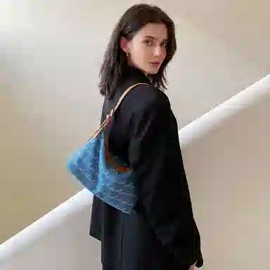 妙迪 牛仔 织物 单肩包 女款 丹宁蓝