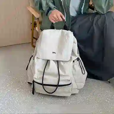 妙迪 时尚潮流百搭 织物 双肩包 常规 男女同款情侣款 椰青灰