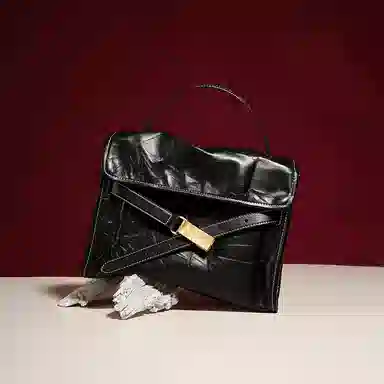 妙迪 通勤百搭凯莉包 牛皮 单肩斜挎手提包 常规 女款 子夜黑