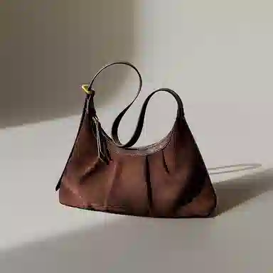 妙迪 早秋人气款冬季磨砂材质双面拼接百搭腋下托特包 头层牛皮 单肩斜挎包 常规 女款 复古棕