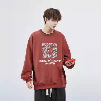 星际者 二维码章鱼图案字母印花休闲卫衣 男女同款 加绒加厚可选
