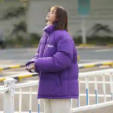 星际者 美式复古学院风华夫格立领基础款保暖宽松休闲潮牌百搭面包服棉服 男女同款