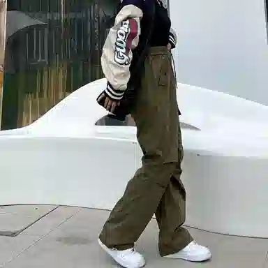 星际者 连帽字母印花简约上衣阔腿直筒美式高街运动休闲工装裤卫衣套装 男女同款