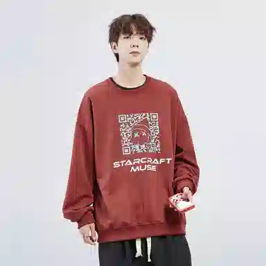星际者 二维码章鱼图案字母印花休闲卫衣 男女同款 加绒加厚可选