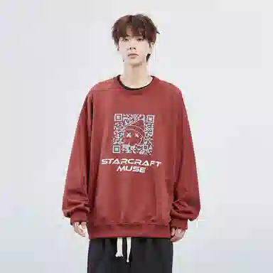星际者 二维码章鱼图案字母印花休闲卫衣 男女同款 加绒加厚可选