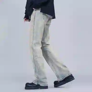星际者 品牌字母标志美式复古宽松休闲牛仔裤 男女同款