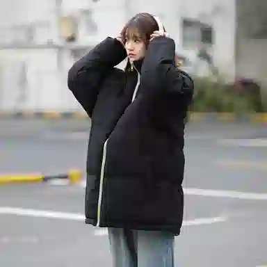 星际者 美式复古学院风华夫格立领基础款保暖宽松休闲潮牌百搭面包服棉服 男女同款