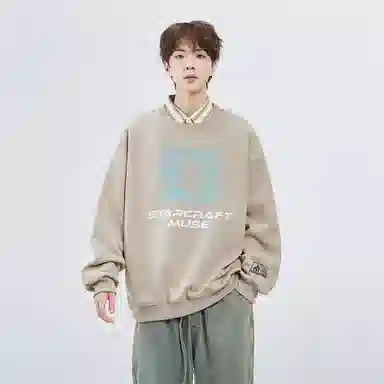 星际者 二维码章鱼图案字母印花休闲卫衣 男女同款 加绒加厚可选