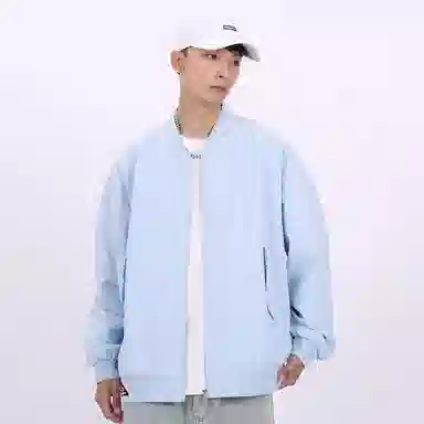 星际者 纯色山系户外品牌贴标棒球领宽松落肩飞行工装拉链百搭休闲夹克外套 男女同款