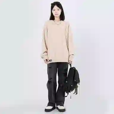 星际者 基础款简约纯色麻花休闲打底保暖长袖贴标宽松毛衣 男女同款