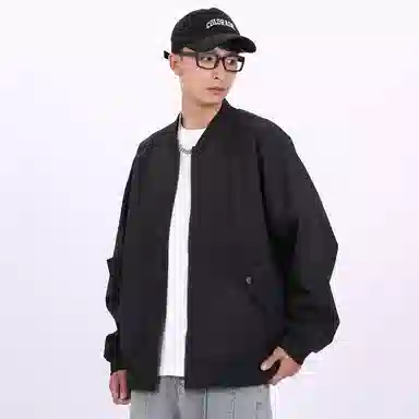 星际者 纯色山系户外品牌贴标棒球领宽松落肩飞行工装拉链百搭休闲夹克外套 男女同款