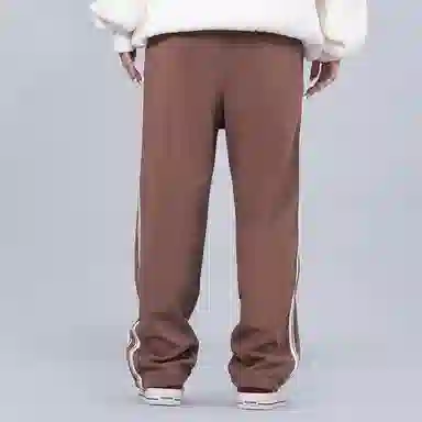 星际者 品牌标志拼接条纹直筒运动休闲裤 男女同款