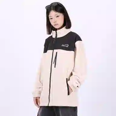 星际者 撞色拼接简约户外美式山系防风保暖休闲摇粒绒抓绒夹克外套 男女同款