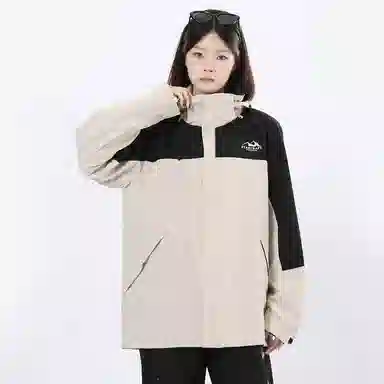 星际者 可拆卸加绒内胆宽松立领可连帽三合一防风防水防泼徒步登山旅游山系户外宽松冲锋衣情侣款夹克外套 男女同款