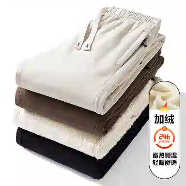 星际者 宽松厚款束脚舒适亲肤柔软百搭抽绳高街加绒针织运动裤 男女同款