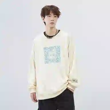 星际者 二维码章鱼图案字母印花休闲卫衣 男女同款 加绒加厚可选