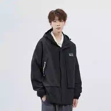 星际者 山系户外防风防水纯色冲锋衣 男女同款 黑色