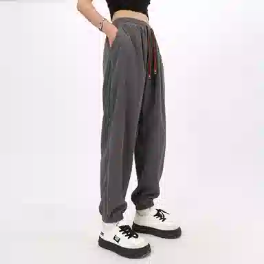 星际者 基础款宽松简约抽绳灯芯绒束脚时尚潮流针织运动裤 男女同款