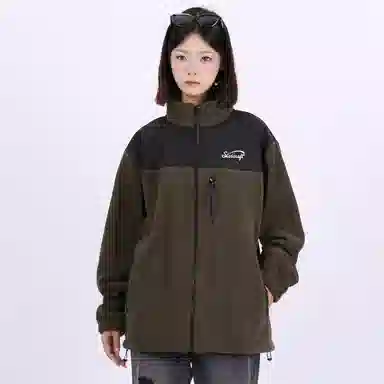 星际者 撞色拼接简约户外美式山系防风保暖休闲摇粒绒抓绒夹克外套 男女同款