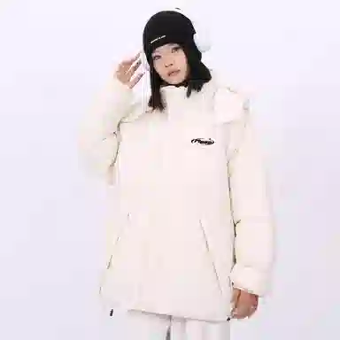 星际者 美式复古大口袋纯色百搭宽松休闲加厚连帽简约保暖棉服 男女同款