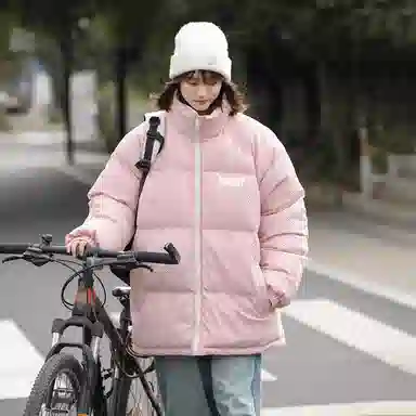 星际者 美式复古学院风华夫格立领基础款保暖宽松休闲潮牌百搭面包服棉服 男女同款