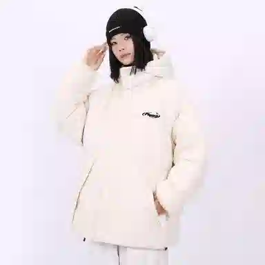 星际者 美式复古大口袋纯色百搭宽松休闲加厚连帽简约保暖棉服 男女同款