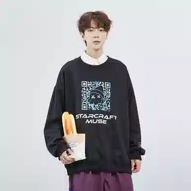 星际者 二维码章鱼图案字母印花休闲卫衣 男女同款 加绒加厚可选
