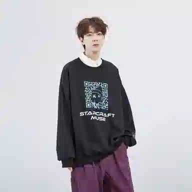 星际者 二维码章鱼图案字母印花休闲卫衣 男女同款 加绒加厚可选