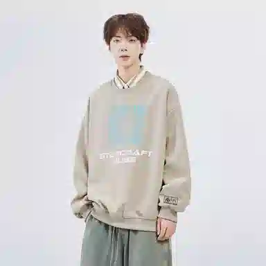 星际者 二维码章鱼图案字母印花休闲卫衣 男女同款 加绒加厚可选