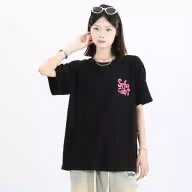 星际者 基础款简约套头字母印花短袖街头潮牌中性风中腰系带短裤休闲运动套装 男女同款