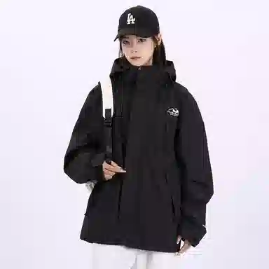 星际者 可拆卸加绒内胆宽松立领可连帽三合一防风防水防泼徒步登山旅游山系户外宽松冲锋衣情侣款夹克外套 男女同款