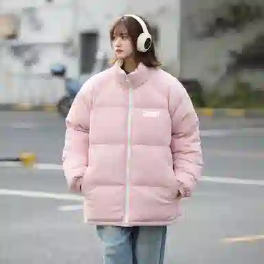 星际者 美式复古学院风华夫格立领基础款保暖宽松休闲潮牌百搭面包服棉服 男女同款