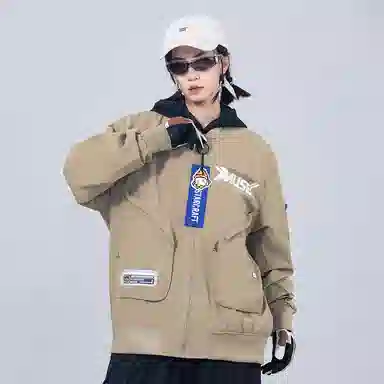 星际者 宽松休闲工装风夹克外套 男女同款 卡其色