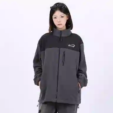 星际者 撞色拼接简约户外美式山系防风保暖休闲摇粒绒抓绒夹克外套 男女同款