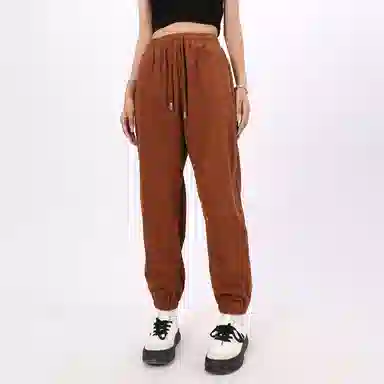 星际者 基础款宽松简约抽绳灯芯绒束脚时尚潮流针织运动裤 男女同款